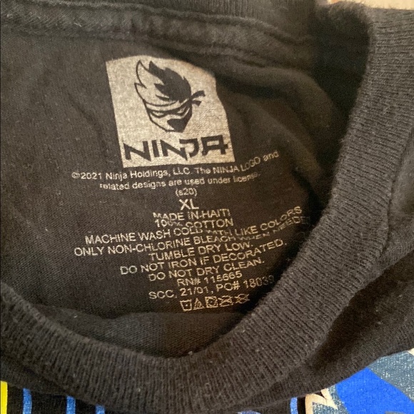 Ninja Gamer Youtuber Black Blue and Yellow Short Sleeved Graphic T-Shirt - Picture 3 of 4